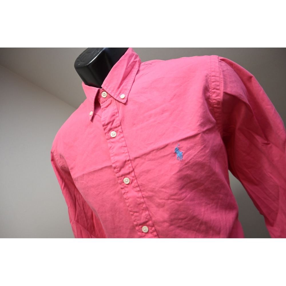 Polo Ralph Lauren Dress Shirt Mens Medium Pink Feather Weight Twill Excellent